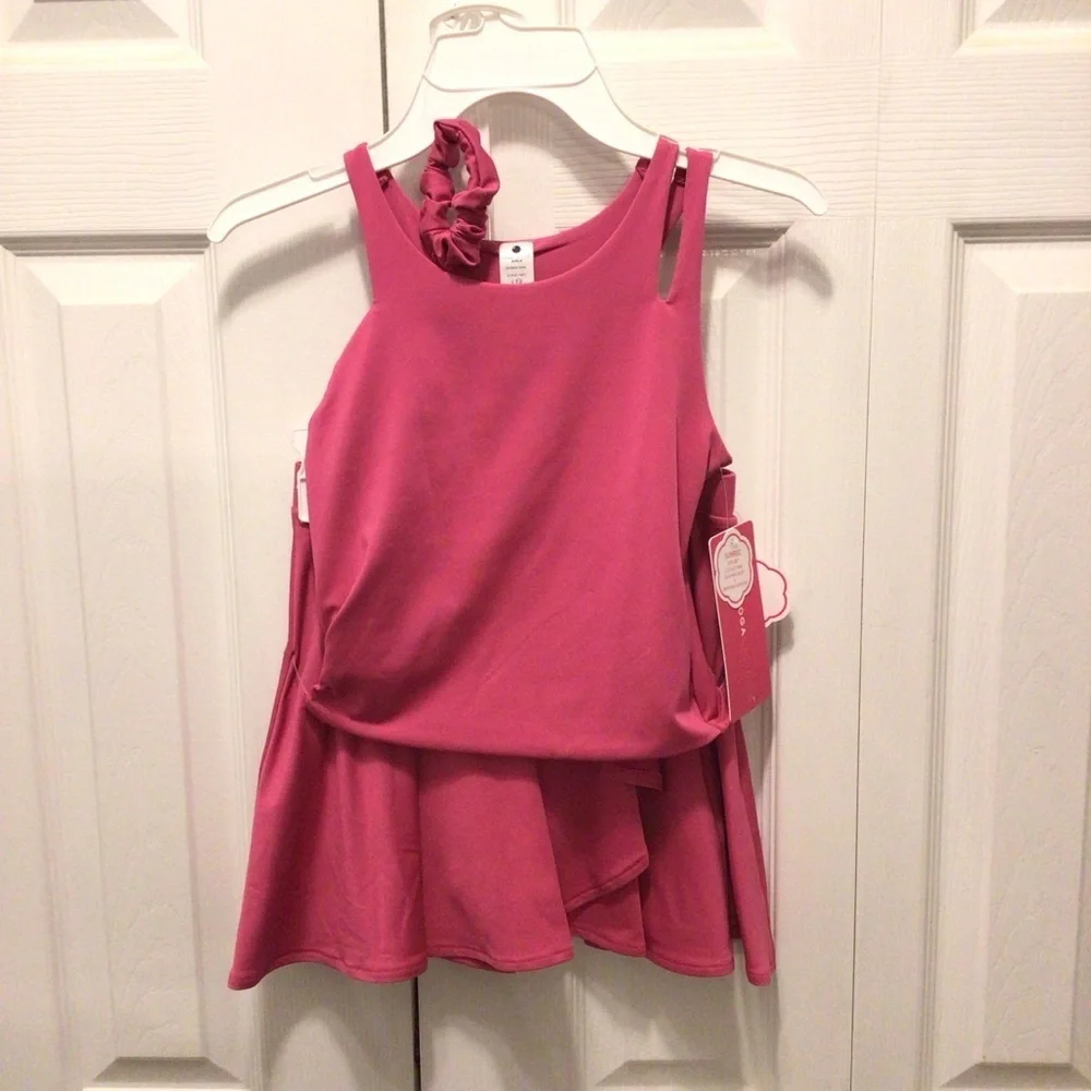 Yogalicious Girls 2Pc Sunrise Cut-Out Tank + Tulip Hem Skort Activewear Set